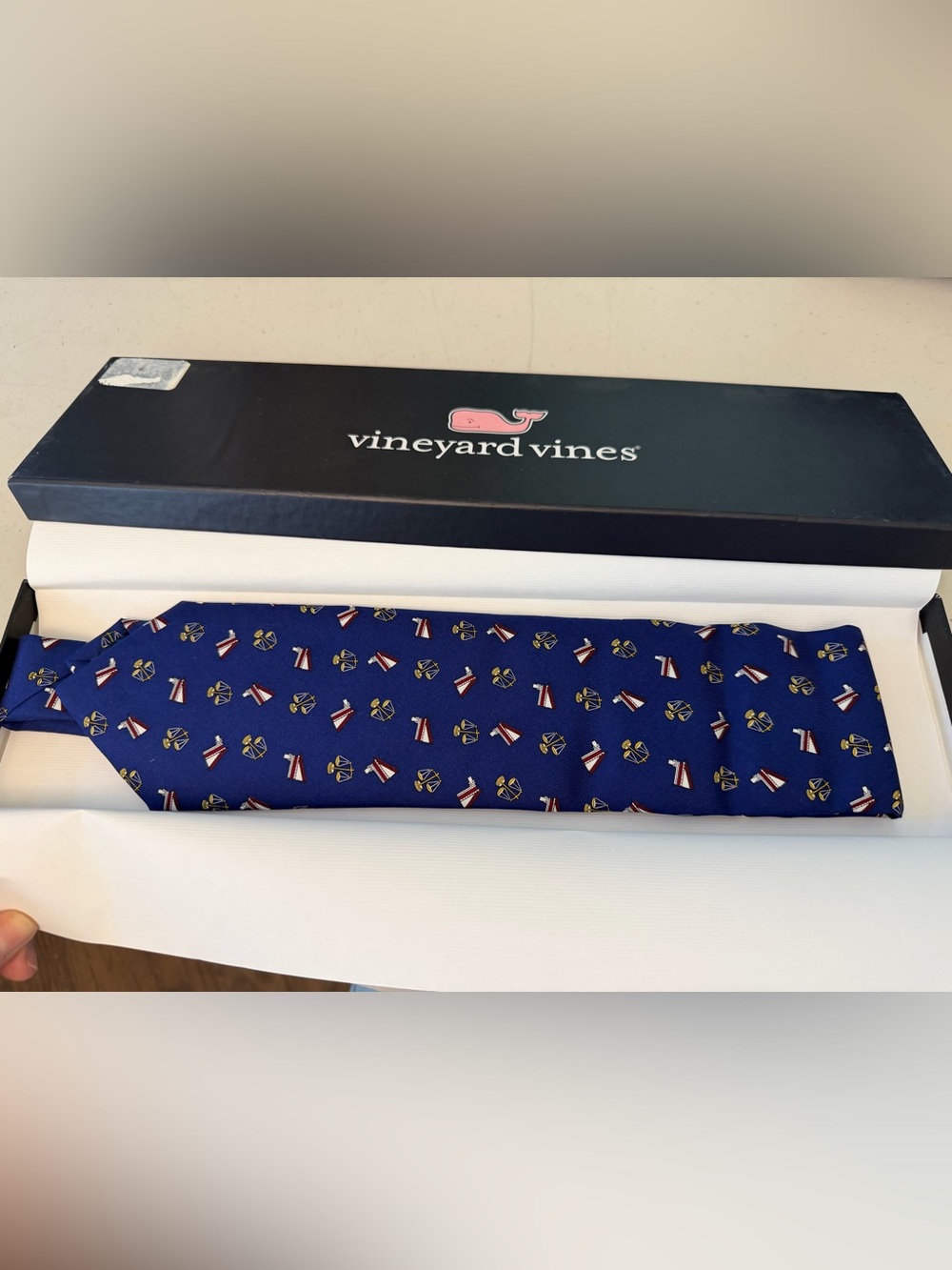 New VINEYARD VINES CUSTOM COLLECTION BLUE LIBRA MOTIF TIE